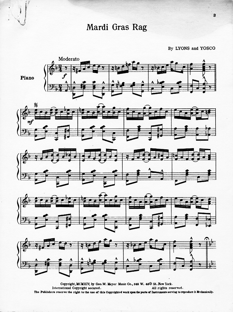 mardi gras sheet music